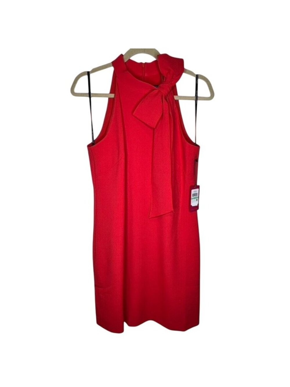 Vince Camuto Red Sleeveless Bow-Neck Shift Dress Womens Size 8 NWT Slight Flaw